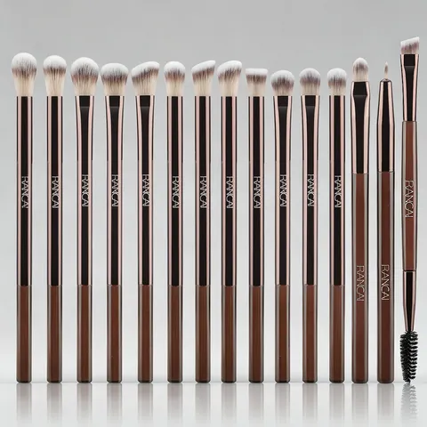 Professional Eyeshadow Makeup Brushes Set Coffee Brown Transparent Handle Eye Blending Shader Crease Detail Beauty Tools For Women Daily Travel Bag