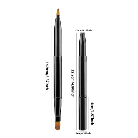 Dual Ended Retractable Lip Brush Portable Double Head Lipstick Smudge Cosmetic Makeup Brush With Lid Travel Beauty Tool For Women