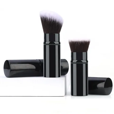 Portable Retractable Makeup Brush Metal Shell Synthetic Fiber Powder Blush Brush Cosmetic Tool For Daily Travel Travel-friendly Face Brush Single Pack