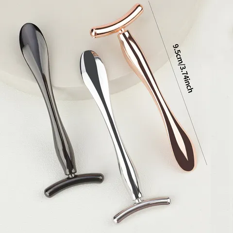 T-Form Metall Augenmassagegerät Stab Zinklegierung Creme Applikator Löffel Anti Falten Augenroller Gesichtsmassage Schönheitsstab