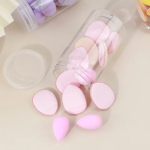 Set di Spugnette per Trucco in Poliuretano Con Barattolo Uso Secco Umido Kit di Piumini per Correttore Fondotinta Cipria Strumenti di Bellezza Universali