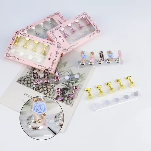 Magnetische Nagelkunst Oefenstandaard Set Acryl Basis Legering Houders Voor Valse Nageltips Manicure Training Tool