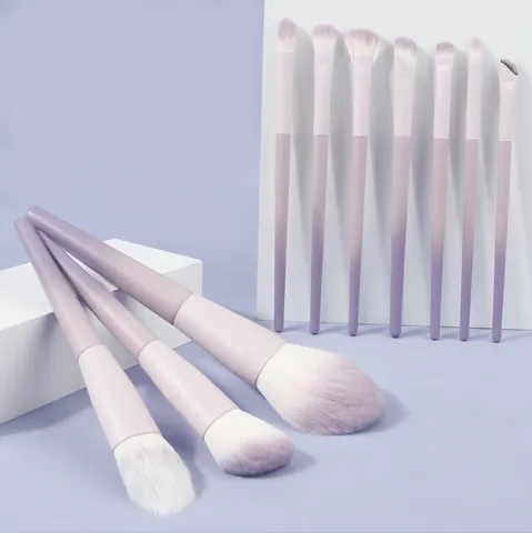 Starry Purple Makeup Brush Collection Professional Soft Synthetic Fiber Bristles Wooden Handle Foundation Eyeshadow Brushes Beauty Tools