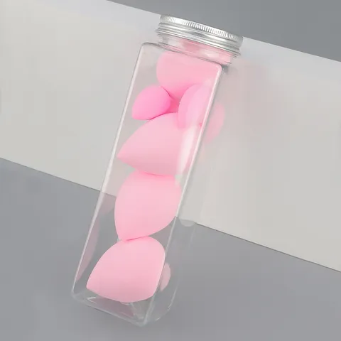 Spugnette Trucco in Poliuretano Idrofilo Rosa a Goccia Frullatori Cosmetici Con Barattolo Senza Lattice Uso Secco Umido Sfuminatura Fondotinta Cipria per Viso Strumenti di Bellezza