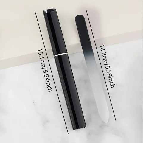 Portable Glass Nail File With Case Gradient Color Crystal Sandblasted Dual Sided Manicure Pedicure Nail Care Tool For Travel Daily