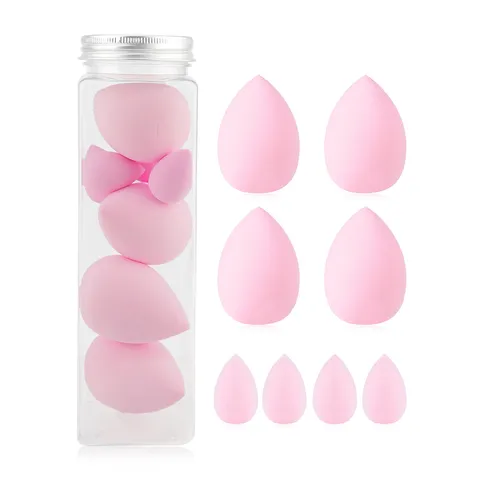 Spugnette Trucco in Poliuretano Idrofilo Rosa a Goccia Frullatori Cosmetici Con Barattolo Senza Lattice Uso Secco Umido Sfuminatura Fondotinta Cipria per Viso Strumenti di Bellezza