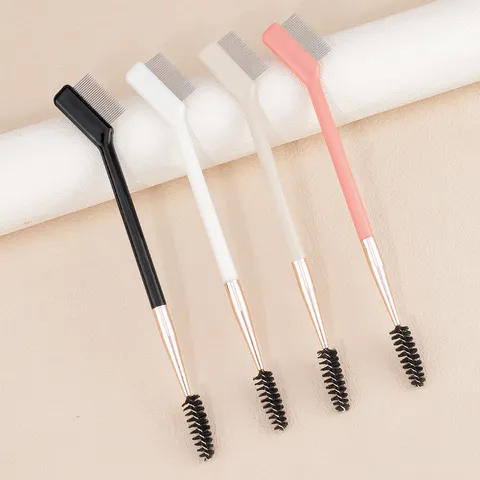 Professional Dual-Ended Eyelash Brush Brow Comb Stainless Steel Needle Eyelash Separator Portable Spoolie Brush Makeup Tool