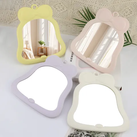 Süßer Cartoon Schleife Make-up Spiegel Faltbarer Tisch Kosmetikspiegel Wandbehang Tragbarer HD Frisierspiegel Für Schlafzimmer Deko