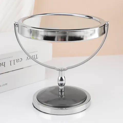 Desktop Double Sided Makeup Mirror High Definition Stainless Steel Magnifying Round Pedestal Mirror With Rotation Table Vanity Mirror For Home Bedroom