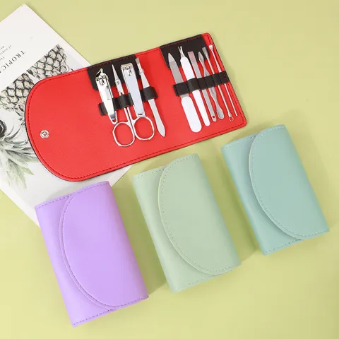 Professionele Roestvrij Stalen Manicure Set Draagbare Nagelknipper Dode Huid Verwijderaar Reizen Grooming Kit Met PU Lederen Etui