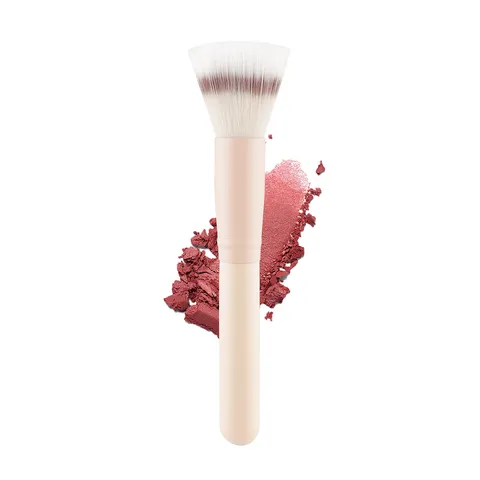 Professioneller Stippling Makeup-Pinsel Holzgriff Synthetische Faser Weicher Flacher Kopf Rouge Kontur Highlight Kosmetikwerkzeug