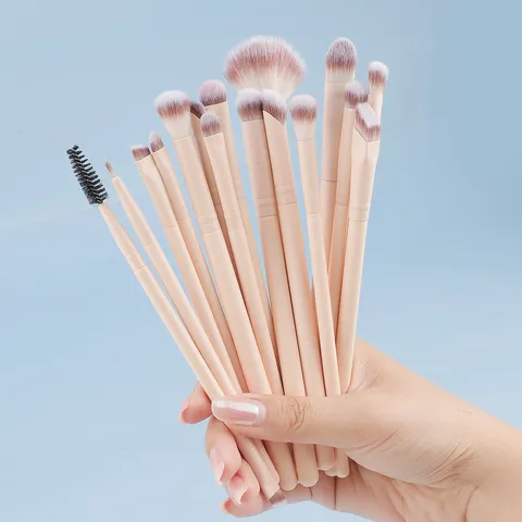 Professional 16Pcs Synthetic Fiber Makeup Brush Set Nude Handle Eyeshadow Foundation Concealer Highlighter Brushes