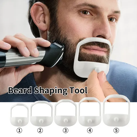 ABS Beard Shaping Tool Kit Goatee Shaving Template Guide Facial Hair Stencil Men Grooming Trimming辅助 Device White Black