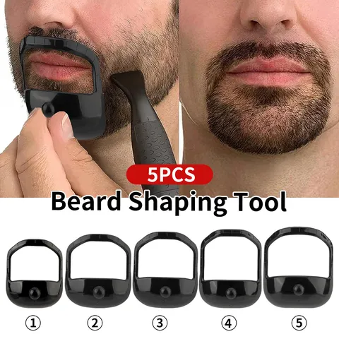 ABS Beard Shaping Tool Kit Goatee Shaving Template Guide Facial Hair Stencil Men Grooming Trimming辅助 Device White Black