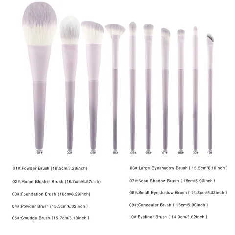 Starry Purple Makeup Brush Collection Professional Soft Synthetic Fiber Bristles Wooden Handle Foundation Eyeshadow Brushes Beauty Tools