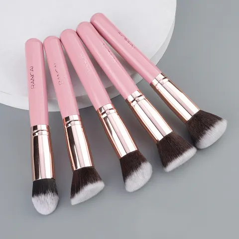 Professional Makeup Brush Soft Fiber Hair Foundation Powder Contour Makeup Brushes With Pink Wood Handle