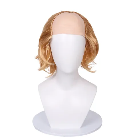 Goldene Kurze Lockige Perücke Maskerade Zirkus Performance Requisite P-Seide Cosplay Perücke Party Haar Perücke