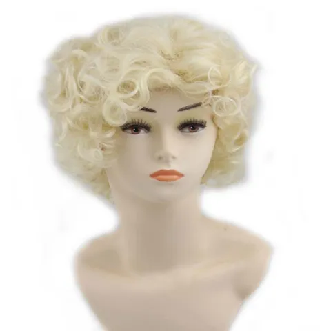 Damen Retro Kurze Lockige Perücke Blonde Fluffy Wellige Synthetische Haar Cosplay Anime Tägliche Party Styling Perücke