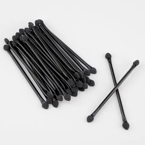 Disposable Double Ended Sponge Eyeshadow Brush Portable Long Handle Makeup Brush Black Beauty Tool