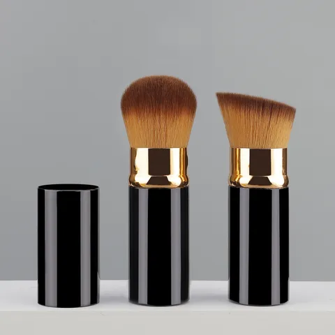 Portable Retractable Makeup Brush Black Gold Synthetic Fiber Foundation Powder Blush Brush Cosmetic Beauty Tool