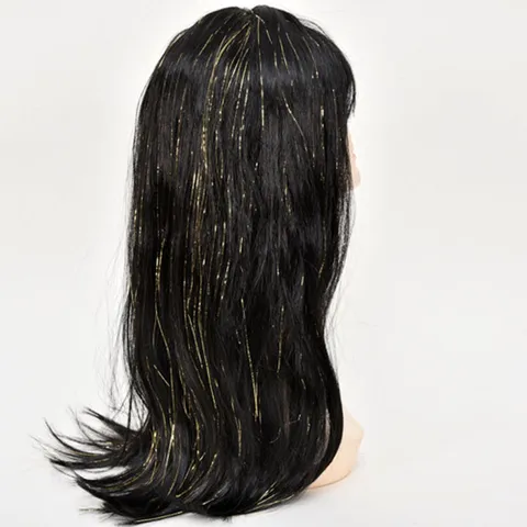 Laser Colorful Tinsel Long Straight Hair Cosplay Wig For Women High Temperature Fiber Anime Synthetic Wig