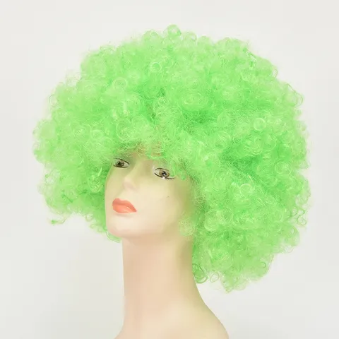 Green Afro Wig Fluffy Short Curly Cosplay Wig Halloween Christmas Party Football Fan Costume Wig Hair Accessories
