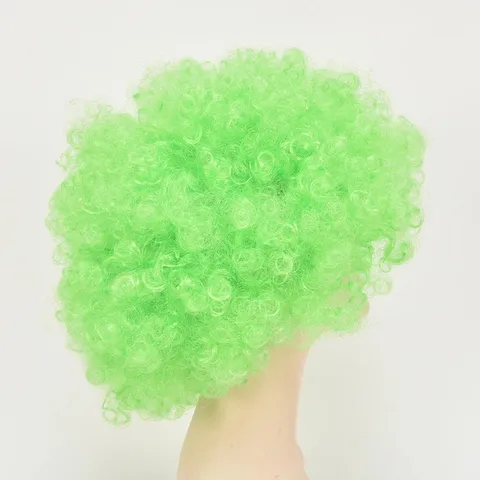 Green Afro Wig Fluffy Short Curly Cosplay Wig Halloween Christmas Party Football Fan Costume Wig Hair Accessories