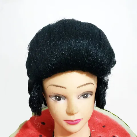 Men's Black Short Curly Synthetic Fiber Elvis Style Wig Halloween Cosplay Costume Wig Party Performance Hair Piece