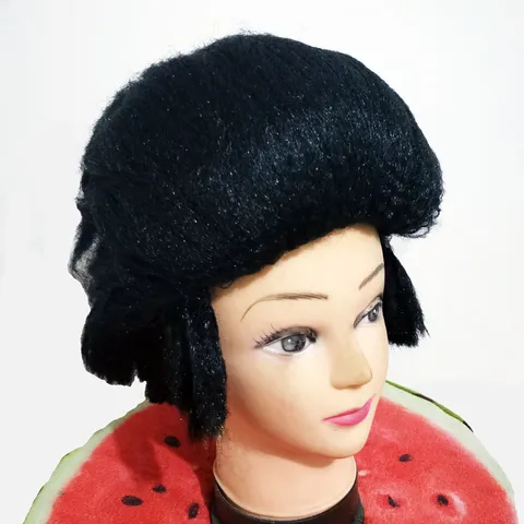 Men's Black Short Curly Synthetic Fiber Elvis Style Wig Halloween Cosplay Costume Wig Party Performance Hair Piece