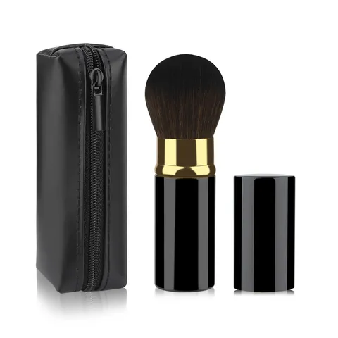 Portable Retractable Makeup Brush Set With PU Zipper Bag Soft Synthetic Hair Face Powder Foundation Cosmetic Tools