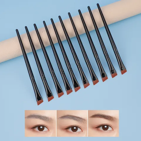 Professional Fine Angled Eyeliner Brush Eyebrow Detail Brush Wooden Handle Nylon Fiber Hair Precision Eye Makeup Tool
