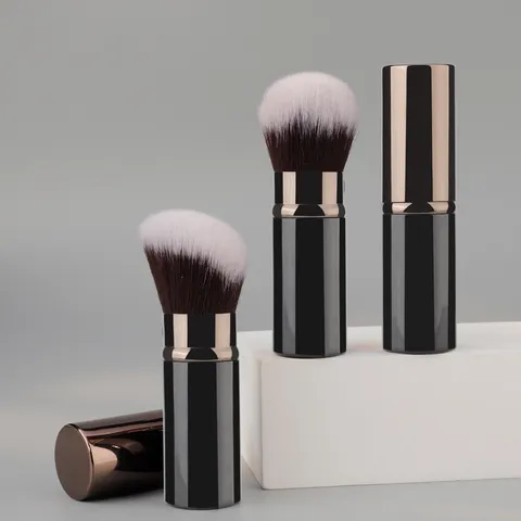 Portable Retractable Makeup Brush Travel Color-Blocking Soft Bristle Blush Loose Powder Brush Beauty Tool