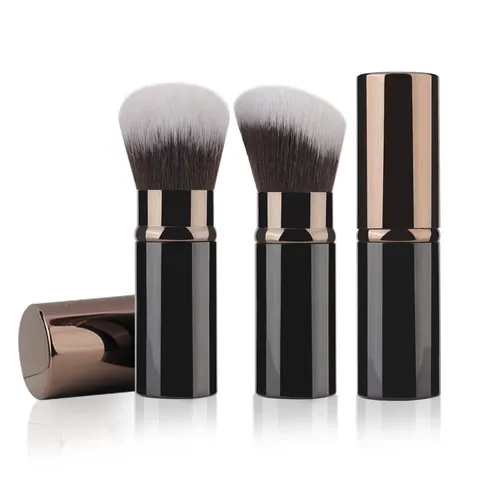 Portable Retractable Makeup Brush Travel Color-Blocking Soft Bristle Blush Loose Powder Brush Beauty Tool