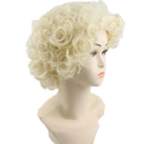 Damen Retro Kurze Lockige Perücke Blonde Fluffy Wellige Synthetische Haar Cosplay Anime Tägliche Party Styling Perücke