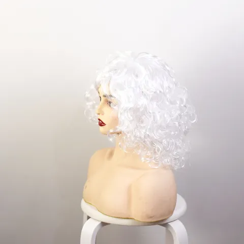Weihnachten Weihnachtsmann Perücke Und Bart Set Synthetische Faser Weiß Lockiges Haar Party Cosplay Kostüm Zubehör