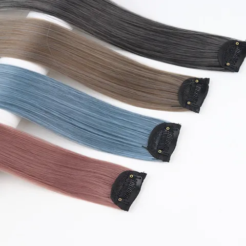 Synthetic Hair Extensions Highlight Clip In Hair Piece Long Straight Colored Hair Extensions For Women Daily Styling