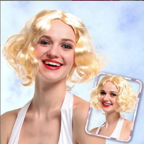 Vintage Short Curly Blonde Wig Women Fluffy Wave Bob Wigs For Cosplay Party Daily Wear Heat Resistant Synthetic Hair