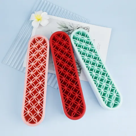 Support de Séchage Multifonctionnel en Silicone pour Pinceaux de Maquillage Présentoir à Rouge à Lèvres Organisateur de Rangement