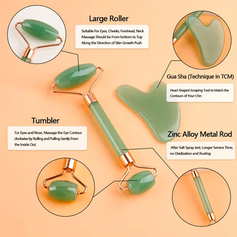 Doppelkopf Harz Jade Roller Und Gua Sha Gesichtsmasseur Werkzeug Anti-Aging Hautpflege Geschenke Set