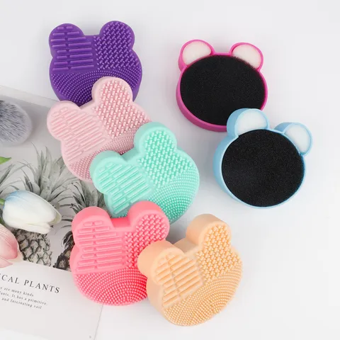 Silicone Makeup Brush Cleaning Pad and Sponge Dry Cleaner Cosmetic Tool Cartoon Animal Shape Wash Mat