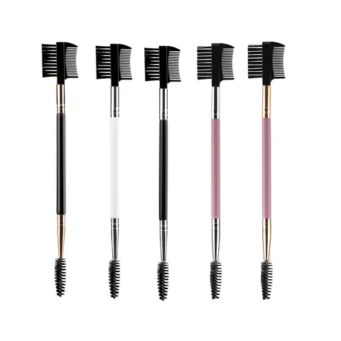 Dual Ended Eyebrow Brush And Eyelash Comb Wooden Handle Portable Makeup Tool Precision Eye Makeup Applicator