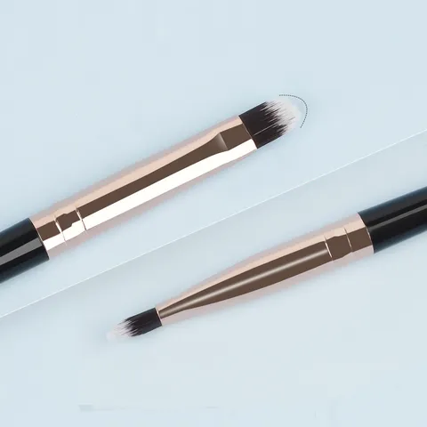 Pincel de Labios de Maquillaje Profesional Cerdas de Fibra Sintética Suave Mango Negro Blanco Casquillo Oro Rosa Herramienta