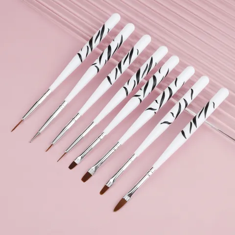 Juego Profesional de Pinceles de Uñas Patrón de Cebra Pintura Acrílica Pinceles Liner Punteado Para Salón Manicura