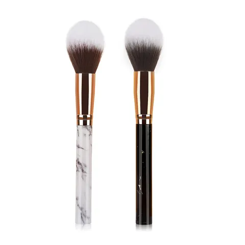 Marble Pattern Flame Shape Highlighter Brush Soft Bristle Portable Makeup Brush For Powder And Blush Face Beauty Tool
