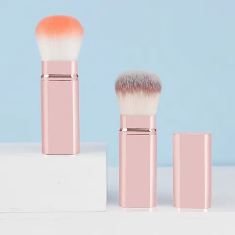Portable Retractable Makeup Brush Multifunctional Face Powder Blush Brush Synthetic Fiber Aluminum Tube Cosmetic Tool