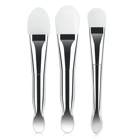 Pinceau Pour Masque Facial En Silicone À Double Embout Avec Spatule À Manche En Métal Outil De Soin De Beauté