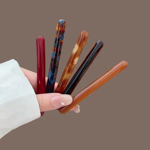 Minimalist Acrylic Alloy French Baguette Hair Clip Tortoiseshell Geometric Duckbill Clip Daily Side Hairpin For Women Headwear Jewelry