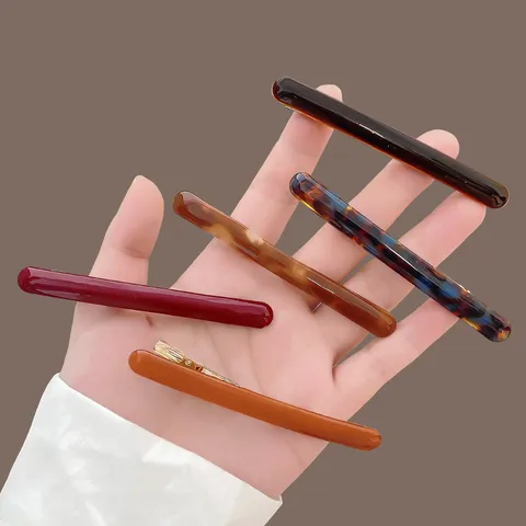 Minimalist Acrylic Alloy French Baguette Hair Clip Tortoiseshell Geometric Duckbill Clip Daily Side Hairpin For Women Headwear Jewelry