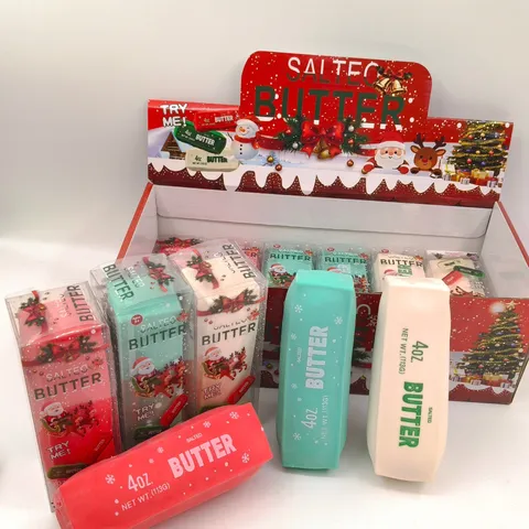 Christmas Simulation Butter Stick Squishy Toy TPR Soft Slow Rising Stress Relief Fidget Toy For Adults Kids Festive Party Favor Gift
