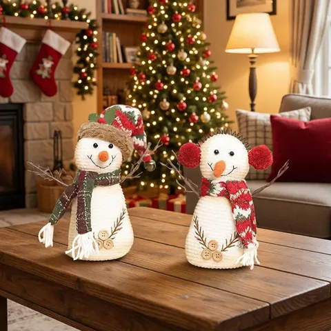 Vintage Weihnachten Stoff Schneemann Puppe Ornament Teleskop Lange Beine Plüsch Schneemann Figur Tischdeko Festliche Weihnachtsfeier Ornamente Geschenk Haus Dekoration